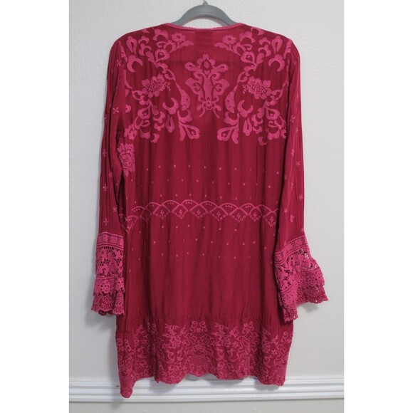 Johnny Was Pink Short Dress/Long Blouse Lace Embroidered Long Sleeves Size M - Picture 8 of 10